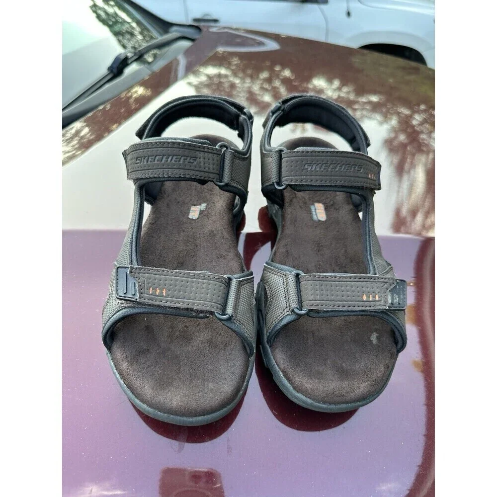 Skechers Brown Men's Sz 9 Relaxed Fit Memory Foam Sandals Adjustable SN 64487